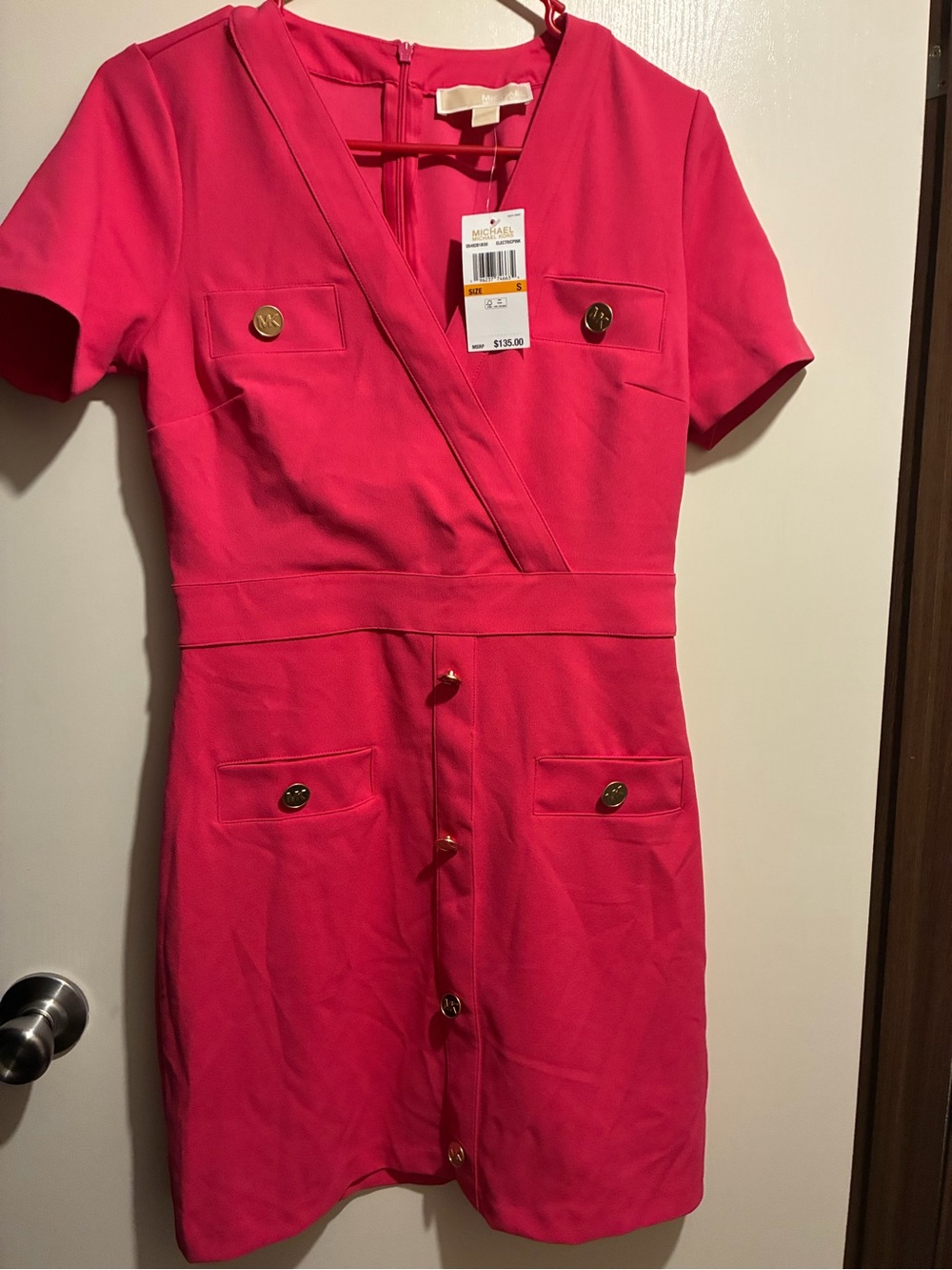 MICHAEL Michael Kors Hot Pink Short Sleeve Button Front Dress
